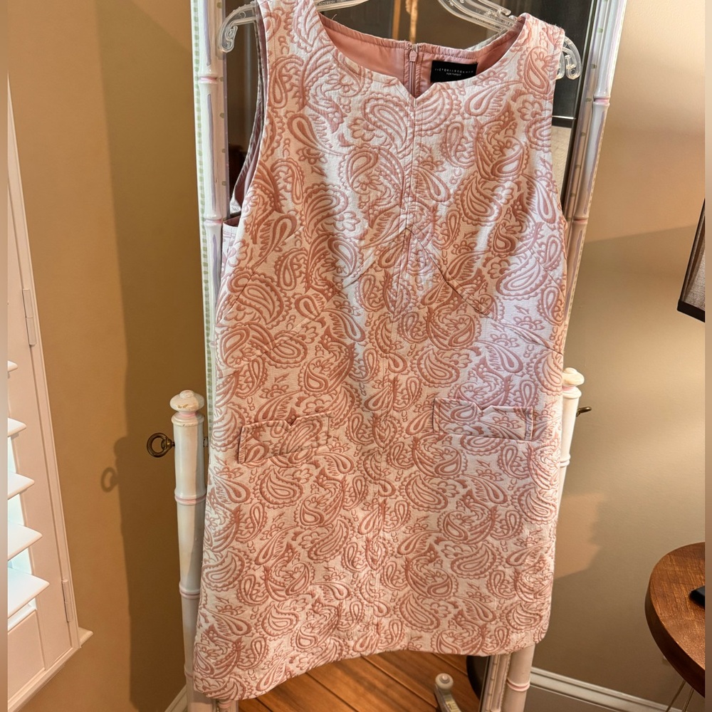 Victoria Beckham for Target Pink Brocade Sheath Dress Sleeveless Size L